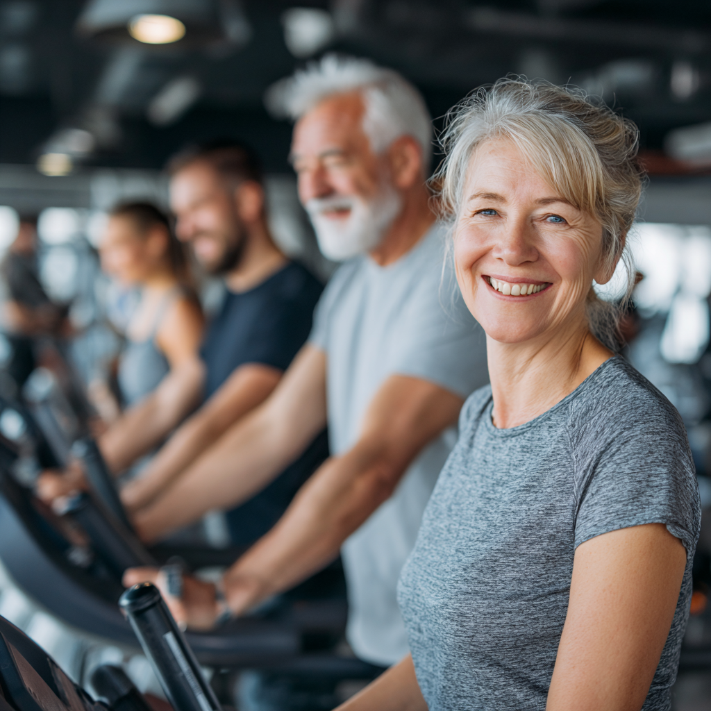 Group of white ukranian adults enjoying fitness activities together in supportive environment